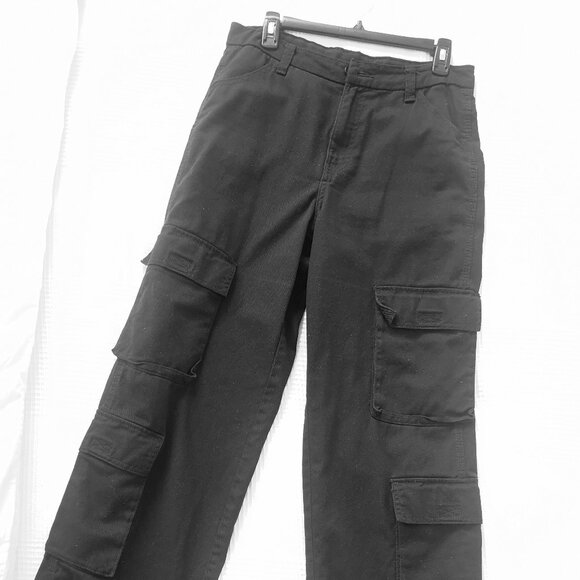 H&M Divided Wide Leg Denim Cargo Jeans Pants Black 6 - Picture 3 of 3